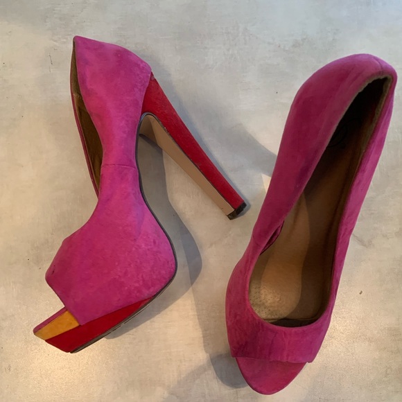 Pink Open-toed High Heels 👠 - Picture 1 of 8